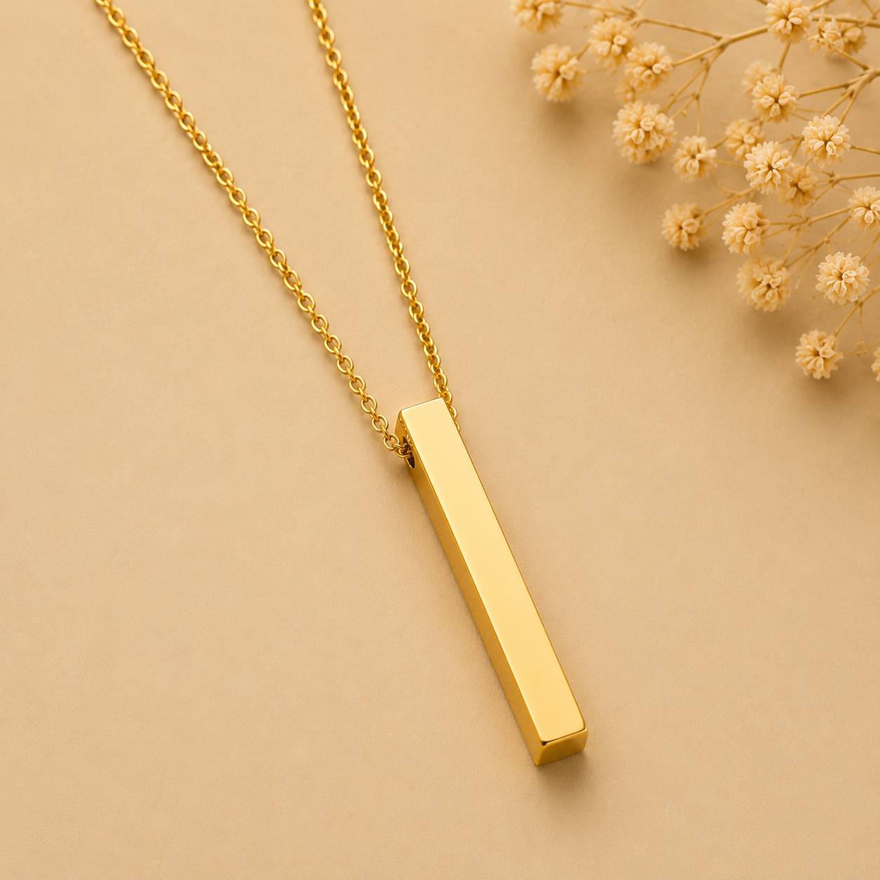 3D Bar Pendant Necklace