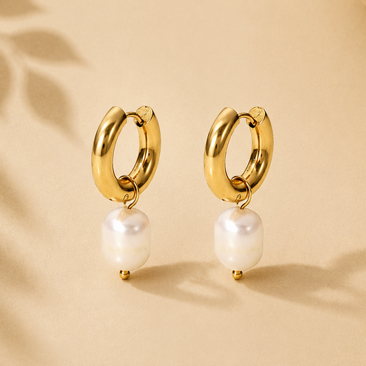 Pearl Drop Hoops